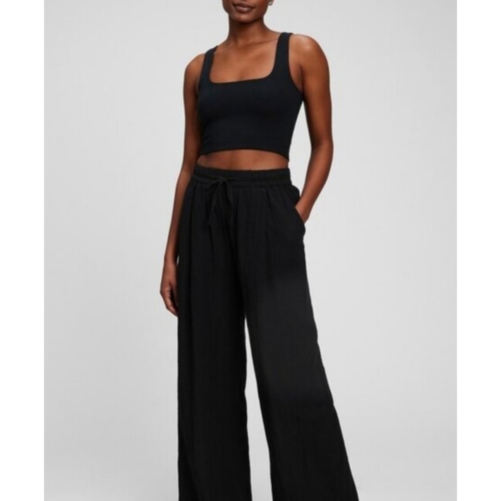 GapBody Wide Leg Crinkle Pants Black Size XS